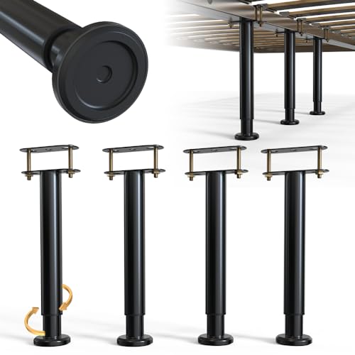 4-Piece Adjustable Height Bed Support Legs, Extra Sturdy Steel with Wider Rubber Base,King, Queen (10"-16.5") - size: 10"-16.5" (4pcs)