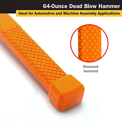 Titan 63164 4lb Dead Blow Hammer with Steel Shot Filled Head - size: 64oz