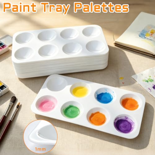 21 PCS Rectangular Paint Tray Palettes for Kids Paint Palettes with 8 Wells - color: 21pcs White