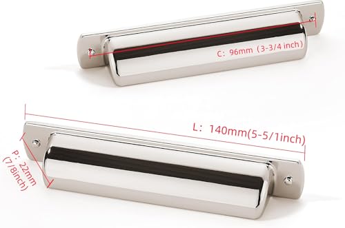 khtumeware 10 Pack 3-3/4" Drawer Pulls Polished Nickel Cabinet Cup Pulls Kitchen Hardware Cabinet Handles Drawer Handles Knobs 3-3/4 inch Hole Center - color: Polished Nickel, size: Cup Pulls 3-3/4" Hole Center
