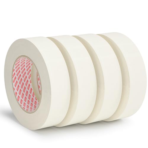 SWRT Masking Tape 1 Inch x 55 Yards – 4 Rolls (220 Yards Total), Strong Adhesive, Easy Tear, Clean Removal Painter’s Tape for Painting, Labeling, Crafts, Home & Office, White - size: 1 Inch x 55 Yards x 4 Rolls