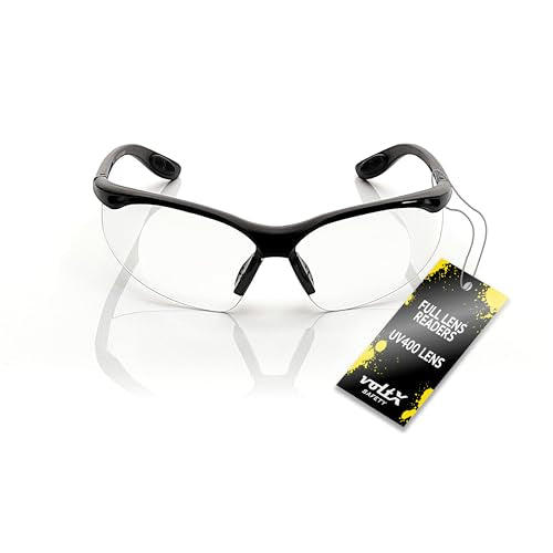 voltX CONSTRUCTOR Clear Full Lens Reading Safety Glasses +2.5 Dioptre - color: Clear, size: +2.5 Dioptre