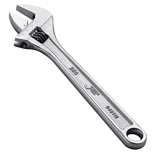 Jetech 10-Inch Adjustable Wrench - Professional Heavy Duty Chrome Vanadium Steel Shifter Spanner with Inch/Metric Scale Wide Caliber Opening - size: 10 Inch
