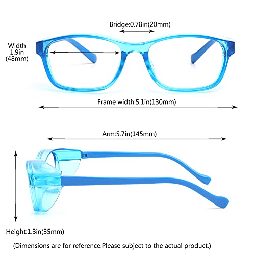 ALWAYSUV Kids 2 Pack Safety Glasses Anti Fog Goggles Blue Light Blocking Glasses Clear Lens Protective Eyewear 5-12 Ages - color: Blue+pink