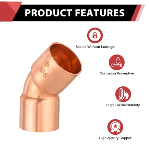 1 Piece EFIELD 2" C X C Copper 45 Degree Short Turn Elbow - size: 2"x2", style: 45 Degree