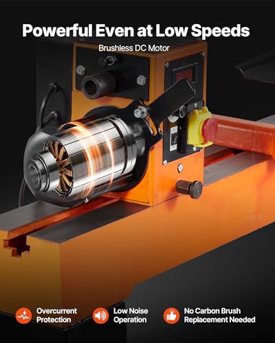 VEVOR 1.5 HP Wood Lathe, 16 x 40 in Wood Lathe Machine with 150 to 3200 RPM Variable Speed Brushless DC Motor Cast Iron Body Tool Rest for Medium to Large Projects Woodworking - size: 16" x 40"-1.5 HP