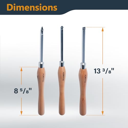 POWERTEC 3 Pcs Carbide Lathe Tools for Woodturning, Wood Lathe Tools with Flat Edge Square, Round and Diamond, T15 Star Key Wrench, Lathe Tools with Replaceable Blade (71825) - style: 3pcs set