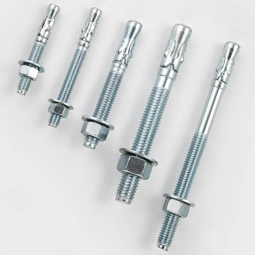 Wensilon 5/8x4-1/4 10Pcs Inch Standard Fasteners for Heavy-Duty Zinc Wedge Anchors for Cement and Concrete - size: 5/8x4-1/4"