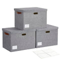 17" Large Fabric Storage Box with Lids, 3-Pack, Gray - color: Gray, size: Large-17"
