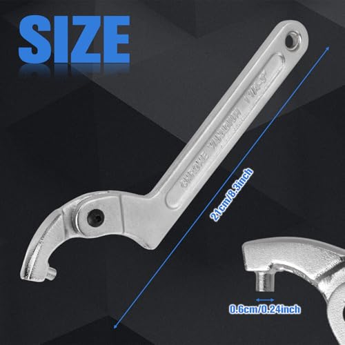 Adjustable C Spanner Hook Wrench Tool with Round Head, 1 1/4-3 Inch (32-76mm) Capacity, Pin Spanner Nut Wrench Tool for Machine Tools, Vehicles, Mechanical Equipments, Chrome-Vanadium Steel - size: 1 1/4-3"(32-76mm)