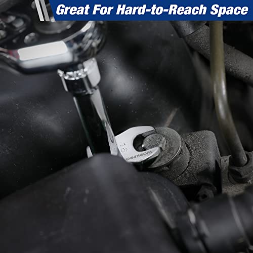 WORKPRO 3/8" Drive Crowfoot Wrench Set, 10-Piece Metric, 10-19mm - size: Metric System
