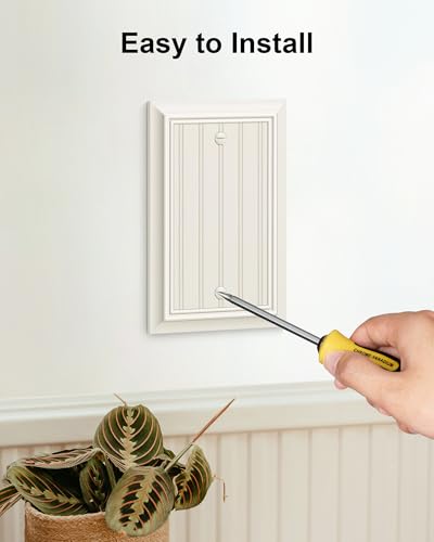 2-Pack Classic Beadboard Natural Bamboo Fiber Single Blank Wall Plate - color: Light Almond, size: 1 Blank 2PK