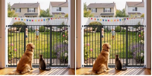 Cumbor 36" Extra Tall Baby Gate, 30.4-56.8" Extra Wide Dog Gate Black (Pack of 2) - color: Black, size: 30.4"-56.8" W x 36" H (Pack of 2)