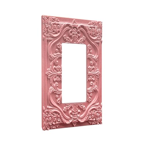 Decorative Outlet Covers Pink Flower Elegant 3D Floral Embossed 1 Gang Rocker Light Switch Cover Plate Single Decora Light Switch Covers Wall Plate Faceplate for Bedroom Home Decor - color: Pink, size: 1-Gang Rocker/5 x 3 IN