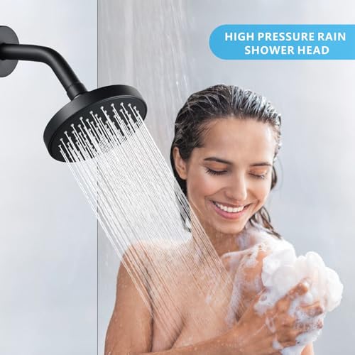 High Pressure Shower Head - 4.7“ Powerful Bathroom Pressure Boosting Rain Showerhead - Perfect Universal Replacement for Rainfall Shower Heads (Black) - style: 1 Pack Black