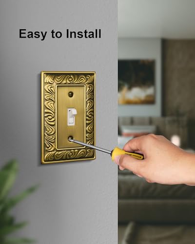 4-Pack Paisley Pattern Single Toggle Light Switch Cover Plate, Metal Plate - style: 1 Toggle 4PK