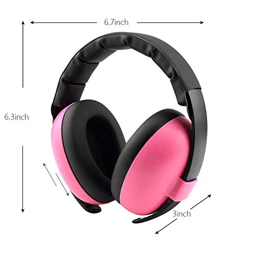 Baby Ear Protection Noise Cancelling Headphones for Kids Noise Reduction Hearing Protection Earmuffs for 0-3 Years Babies, Toddlers, Infant (Redrose) - color: Red