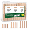 250Pcs Wood Dowels Kit 1/4", Wooden Dowel Pins, Fluted Wood Dowels Rods for Crafts, Furniture, DIY Manual - size: 3 sizes -250pcs