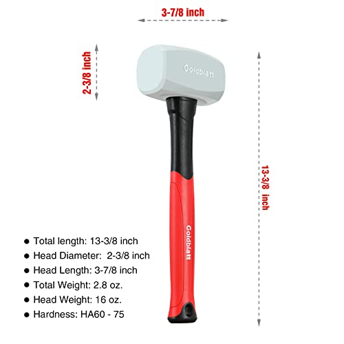 Goldblatt 16 oz. Low Recoil Double Face White Flooring Rubber Mallet Hammer - size: 16 oz.