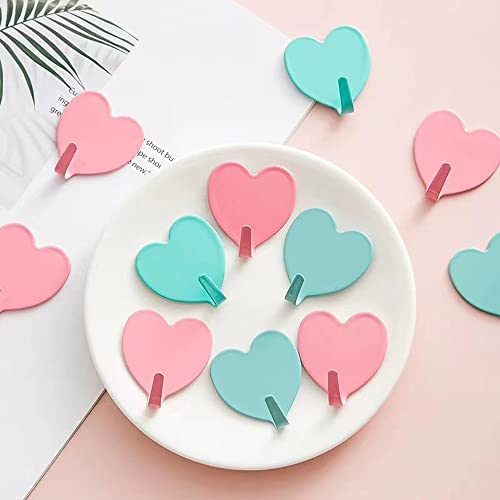 JtmyAota 6 Pack Heart Wall Hooks, Kawaii Room Decor Hooks - color: White