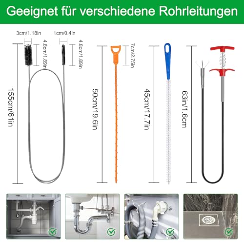 5 Pcs Hair Drain Clog Remover Tool,Hair snake Tool Opener