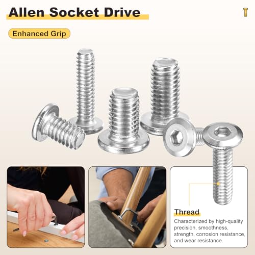 METALLIXITY Flat Head Hex Socket Cap Screws Bolts 1/4"-20x1 30Pcs - color: Silver Tone, size: 1/4"-20x1"