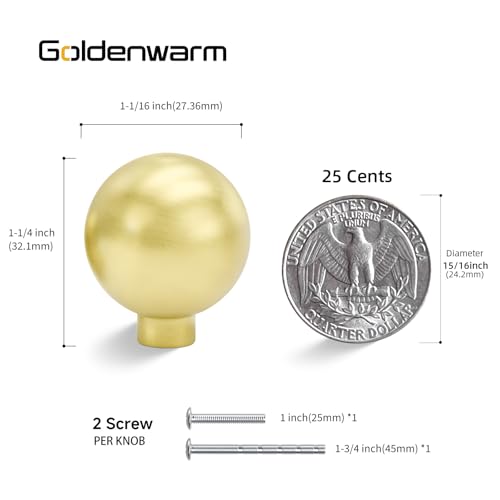Goldenwarm 10 Pack Gold Cabinet Knobs Kitchen Knobs for Cabinets - color: Brushed Gold