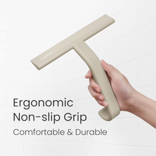 dancemoon JustHang Shower Squeegee with Built-in Hook, 10-Inch Light Taupe - color: Light Taupe