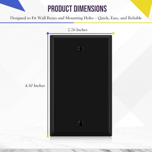 ENERLITES Blank Metal Wall Plate, 1-Gang, 10 PACK, Black Matte - color: Black Matte, size: 1 Gang - Standard