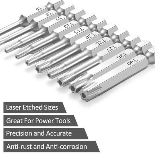 NAUIX 10Pcs Security Torx Bit Set (T6-T40), 2" Long - style: T6-T40