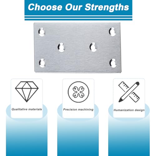 50 Pack 4X2 Inch Silver Mending Plates Stainless Steel Joining Brackets - size: Silver,4“x2"