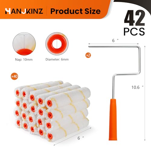 Microfiber Paint Roller Covers, 6 Inch, 3/8 Inch Nap, 40 Pack - size: 40 pcs 6" Microfiber Roller Cover