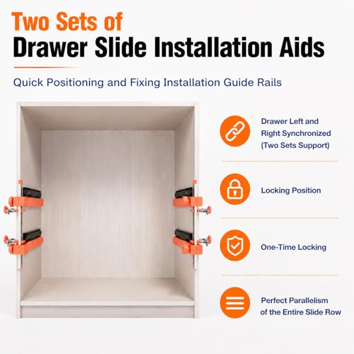 Drawer Slide Installation Jig with Toggle Clamp,Cabinet Hardware Jig with Magnetic Arm Punch Locator, Installing Faster, Straighter, and Smarter(4 Layers)