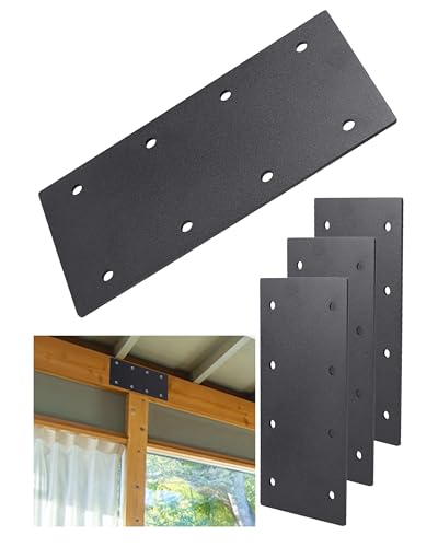 4 Pcs Ultra-Thick Straight Mending Plate, 9.25" x 4.5" Extreme Weatherproof Flat Bracket, Heavy Duty Steel I-Shape Timber Connector for 6x6 8x8 Lumber, Outdoor Pergola, Deck & Cabin - size: 4 Pack, style: P-Shape Tie
