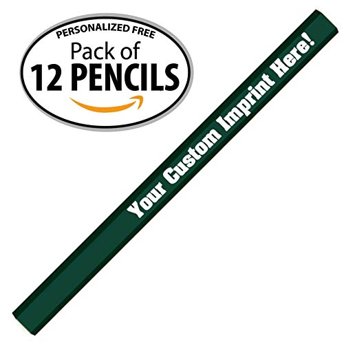Express Pencils Dark Green Custom Carpenter Pencil Personalized imprinted with your Name, Logo or Message Pack of 12 (Dark Green) - color: Dark Green