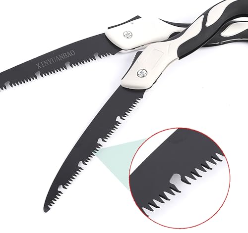 Folding Saw with Rubber Handle, 27.5 Inch Manganese Steel SK-5 Blade Pruning Saw for Hunting, Gardening, Camping and Trimming (blade 31cm) - size: blade 31cm