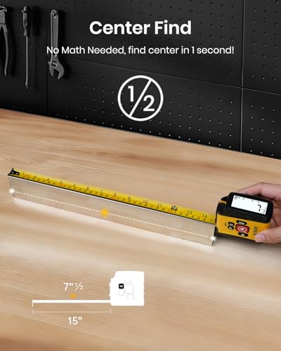 ACPOTEL Digital Laser Tape Measure, 131ft Laser & 16ft Tape | Real-Time Display, 6 Units, Distance/Area/Volume/Midpoint, 20-Value Memory, Rechargeable, Measuring Tape for Pro & DIY Use - color: Warm Yellow