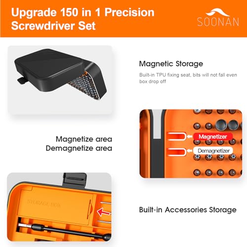 Precision Screwdriver Set, 150 in 1 Mini Screwdriver Set Tool - color: Orange, size: 150