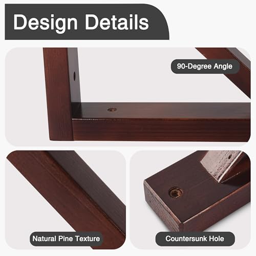 OVOV 2 Pack Wall Mount Wooden Shelf Brackets Triangle 7 Inch Brown - color: Brown, size: 7 Inch