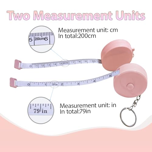 Mini Measure Tape 79 Inch/2M Dual Sided Retractable Tape Measuring for Body,Sewing, Cloth, Furniture,Height (Pink) - color: Pink