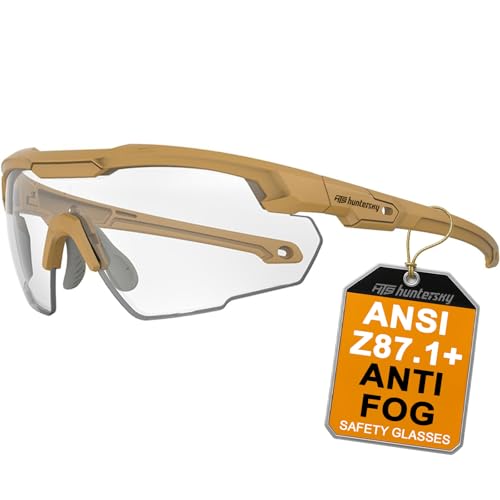 HTS HUNTERSKY Ballistic Tactical Shooting Glasses ANSI Z87+ UV400 Protective Eyewear - color: Khaki Clear