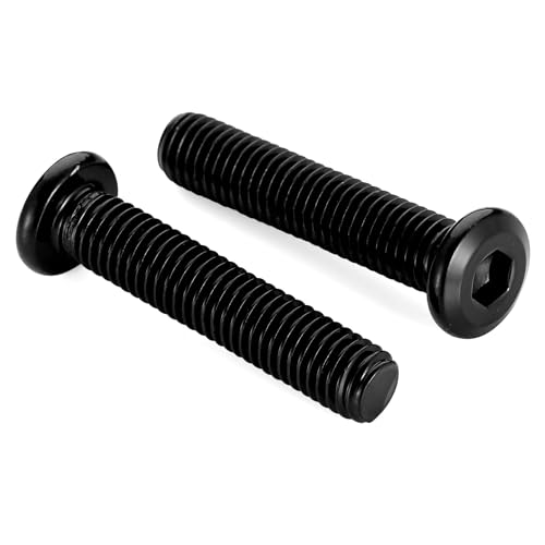 5/16-18 x 2" Flat Round Socket Screws Connector Bolts for Furniture, Stainless Steel 304 Black Finish, Full Thread, 10 PCS - size: 5/16-18 x 2"