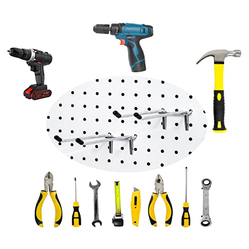 10 Pcs Pegboard Hooks, 6 Inch Peg Board Hooks, Pegboard Pegs Accessories with Rubber Tipped, Double Peg Hook Fit 1/4” Hole, Heavy Duty Tool Utility Hook for Hanging Tools, Bags and More