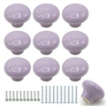 10-Pack Ceramic Cabinet Knobss Light Purple 32mm Round Drawer Pull - color: Purple