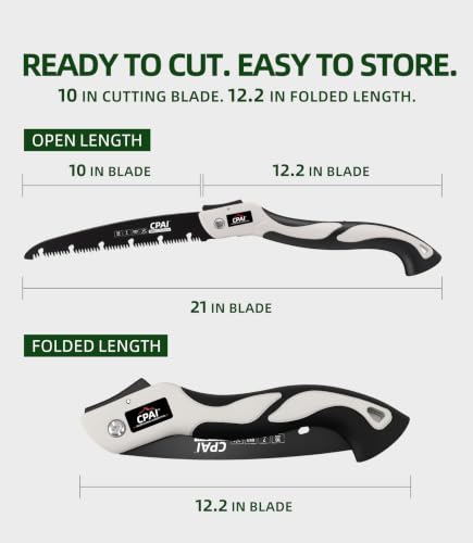 10-Inch Folding Saw, 7 TPI SK5 High-Carbon Steel Pruning Saw