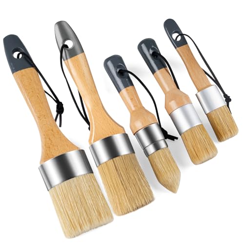 Mister Rui Chalk Wax Paint Brush, 5pcs, Wax Brushes for Waxing and Stencil - size: 5PCS, 1 Large, 1 Medium, 3 Small