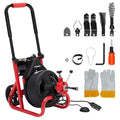 75Ft x 1/2 Inch Drain Cleaner Machine, Electric Drain Snake with 6 Cutters Gloves, Electric Drain Clog Remover Plumbing Tool for 2 to 4 in Pipes, Auto Feed Sewer Snake Auger Drain Auger Cleaner - style: 75FT 1/2''