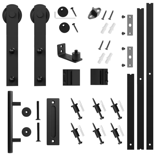 SMARTSTANDARD 7.5 FT Heavy Duty Sturdy Sliding Barn Door Hardware Kit,Black - size: 7.5 Feet