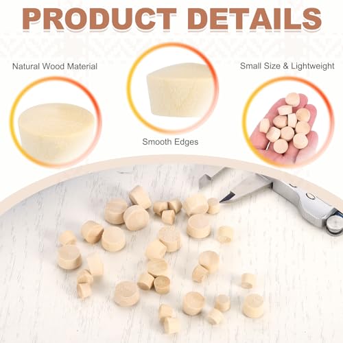 MECCANIXITY 100 Pcs Wood Plugs, 19/32" Flat Head Wood Plugs for Screw Holes Wooden Screw Hole Covers for Furniture Cabinets DIY Projects Assortment Kit - size: 19/32"