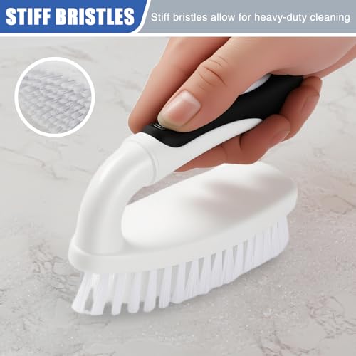 Scrub Brushes for Cleaning Heavy Duty Scrub Brush with Handle 2 Pack Black - color: Black
